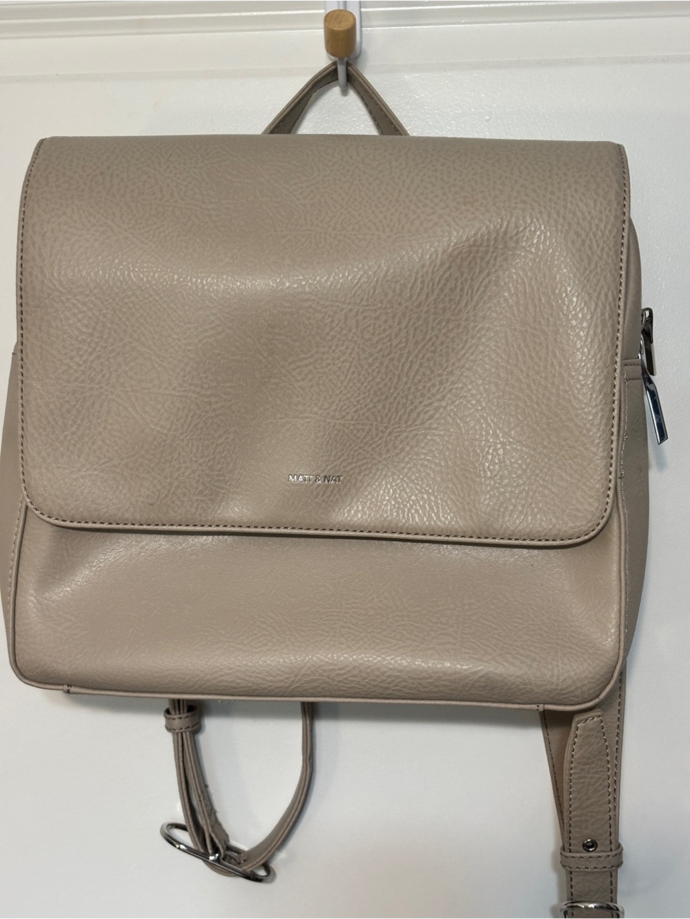 Matt & Nat Pebbled Taupe Vegan Leather Backpack